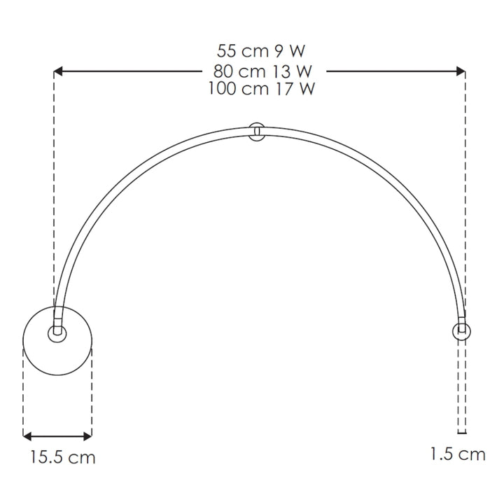 Luminario semi-circular RUB CUBE  luz indirecta 9W luz cálida (3000K) 100-240V, acabado negro, incluye accesorios para fijación y conexión de iLumileds