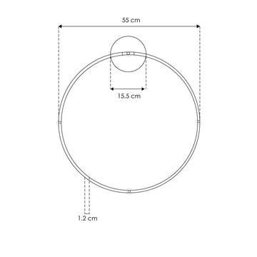 Luminario circular Ø55cm RUB CUBE  luz indirecta 18W luz cálida (3000K) 100 - 240V, acabado negro, incluye accesorios para fijación y conexión de iLumileds