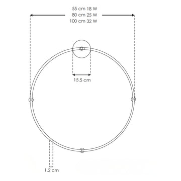 Luminario circular Ø80cm RUB CUBE luz indirecta 25W luz cálida (3000K) 100 - 240V, acabado negro, incluye accesorios para fijación y conexión de iLumileds
