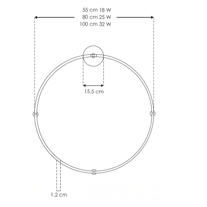 Luminario circular Ø80cm RUB CUBE luz indirecta 25W luz cálida (3000K) 100 - 240V, acabado negro, incluye accesorios para fijación y conexión de iLumileds