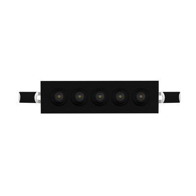 Luminario rectangular puntual 10W 36° bajo deslumbramiento, acabado negro con 5 cuerpos con chips marca Osram 85-277V de iLumileds