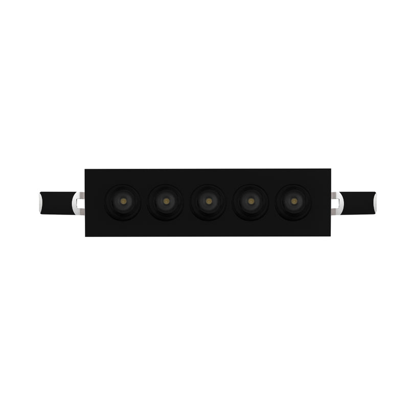 Luminario rectangular puntual 10W 36° bajo deslumbramiento, acabado negro con 5 cuerpos con chips marca Osram 85-277V de iLumileds