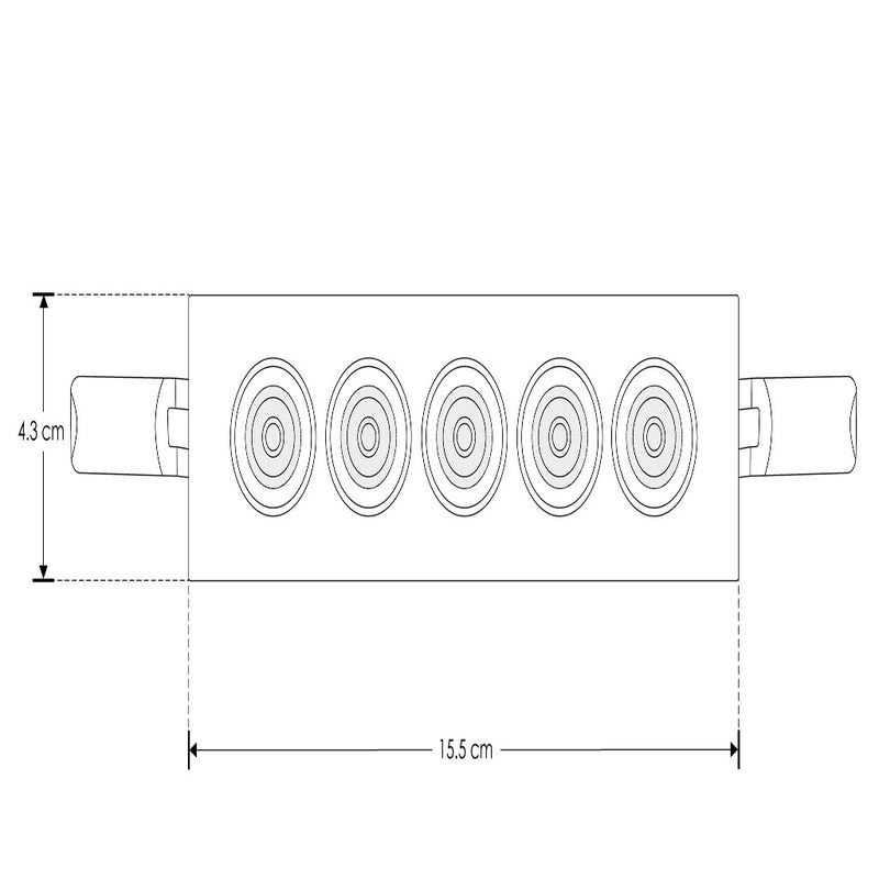 Luminario rectangular puntual 10W 36° bajo deslumbramiento, acabado negro con 5 cuerpos con chips marca Osram 85-277V de iLumileds