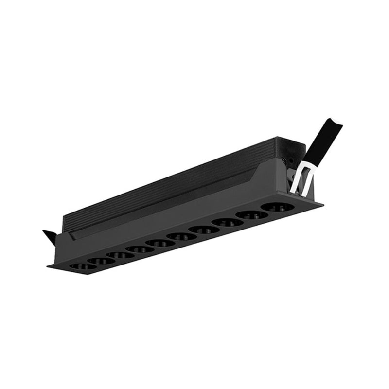 Luminario rectangular puntual 20W 36° bajo deslumbramiento, acabado negro con 10 cuerpos con chips marca Osram 85-277V de iLumileds