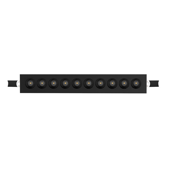 Luminario rectangular puntual 20W 36° bajo deslumbramiento, acabado negro con 10 cuerpos con chips marca Osram 85-277V de iLumileds
