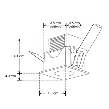 Luminario cuadrado puntual 2W 36° bajo deslumbramiento, acabado negro con 1 cuerpo con chips marca Osram 85-277V de iLumileds