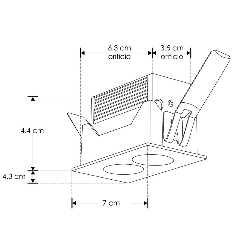 Luminario rectangular puntual 4W 36° bajo deslumbramiento, acabado blanco con 2 cuerpos con chips marca Osram 85-277V de iLumileds