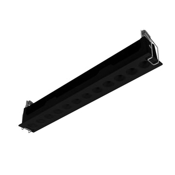 Luminario rectangular slim puntual 18W 36° CRI90 bajo deslumbramiento, todo negro con 12 cuerpos, opciones color de luz 85-277V de iLumileds