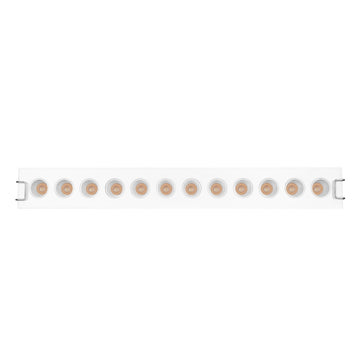 Luminario rectangular slim puntual 18W 36° CRI90 bajo deslumbramiento, todo blanco con 12 cuerpos, opciones color de luz 85-277V de iLumileds