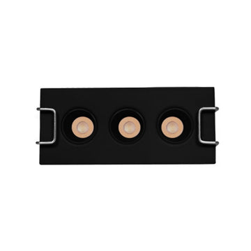 Luminario rectangular slim puntual 6W 36° CRI90 bajo deslumbramiento, todo negro con 3 cuerpos, opciones color de luz 85-277V de iLumileds