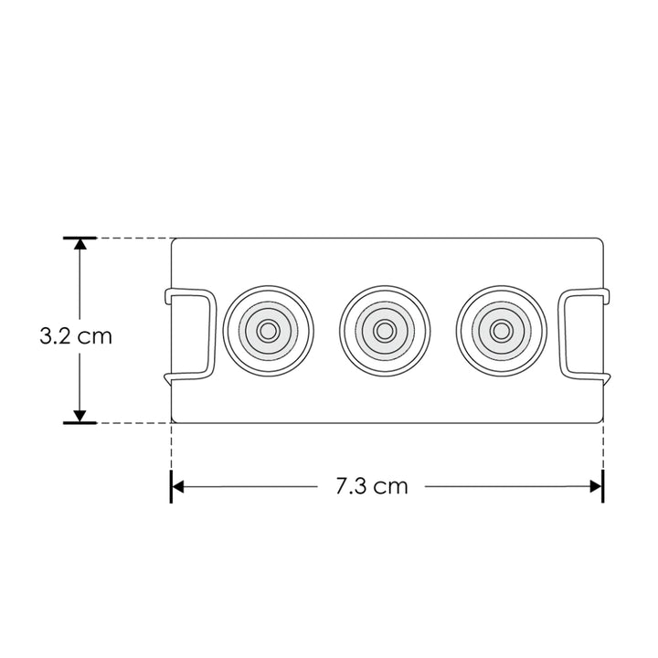 Luminario rectangular slim puntual 6W 36° CRI90 bajo deslumbramiento, todo negro con 3 cuerpos, opciones color de luz 85-277V de iLumileds