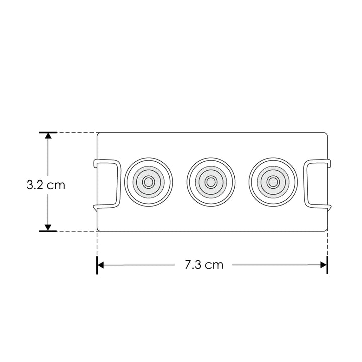 Luminario rectangular slim puntual 6W 36° CRI90 bajo deslumbramiento, todo blanco con 3 cuerpos, opciones color de luz 85-277V de iLumileds
