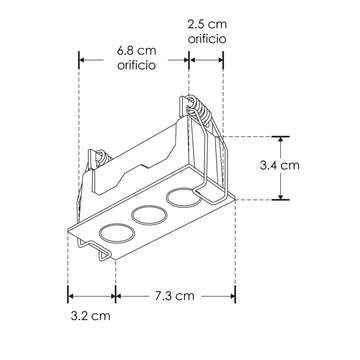 Luminario rectangular slim puntual 6W 36° CRI90 bajo deslumbramiento, todo blanco con 3 cuerpos, opciones color de luz 85-277V de iLumileds