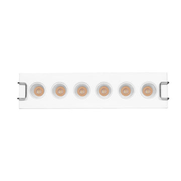 Luminario rectangular slim puntual 9W 36° CRI90 bajo deslumbramiento, todo blanco con 6 cuerpos, opciones color de luz 85-277V de iLumileds