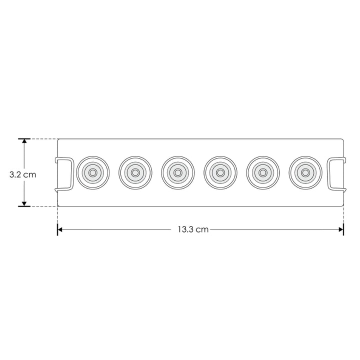 Luminario rectangular slim puntual 9W 36° CRI90 bajo deslumbramiento, todo blanco con 6 cuerpos, opciones color de luz 85-277V de iLumileds