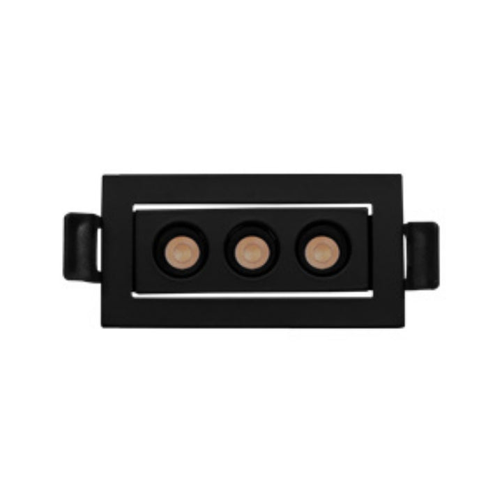 Luminario rectangular dirgible slim puntual 6W 36° CRI90 bajo deslumbramiento, todo negro con 3 cuerpos, opciones color de luz 85-277V de iLumileds