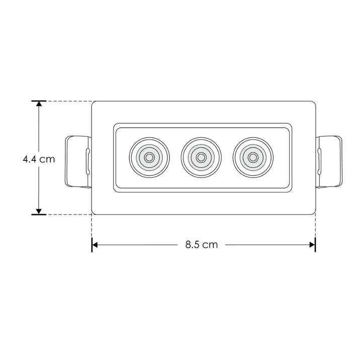 Luminario rectangular dirigible slim puntual 6W 36° CRI90 bajo deslumbramiento, todo blanco con 3 cuerpos, opciones color de luz 85-277V de iLumileds
