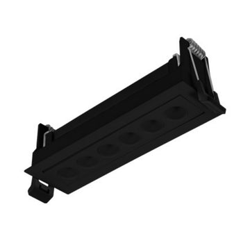 Luminario rectangular dirigible slim puntual 9W 36° CRI90 bajo deslumbramiento, todo negro con 6 cuerpos, opciones color de luz 85-277V de iLumileds