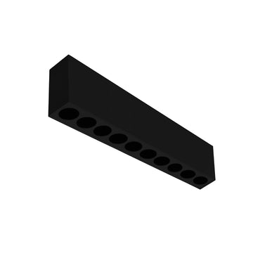 Luminario rectangular sobreponer puntual 20W 36° CRI90 bajo deslumbramiento, todo negro con 10 cuerpos, opciones color de luz 85-277V de iLumileds