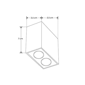 Luminario rectangular sobreponer puntual 4W 36° CRI90 bajo deslumbramiento, todo negro con 2 cuerpos, opciones color de luz 85-277V de iLumileds
