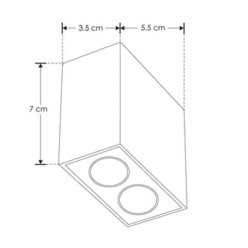 Luminario rectangular sobreponer puntual 4W 36° CRI90 bajo deslumbramiento, todo blanco con 2 cuerpos, opciones color de luz 85-277V de iLumileds