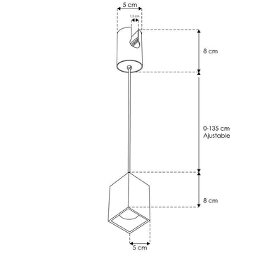 Cuadrado LED para suspender fijación superior 12W 36° 24Vcc, opciones color de luz cálido (3000K) y neutro (4100K), sistema REVERSI de iLumileds