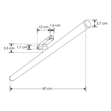 Luminario LED S14 dirigible 24W 360° (60cm) luz cálida (3000K) 48V para riel magenetico de iLumileds