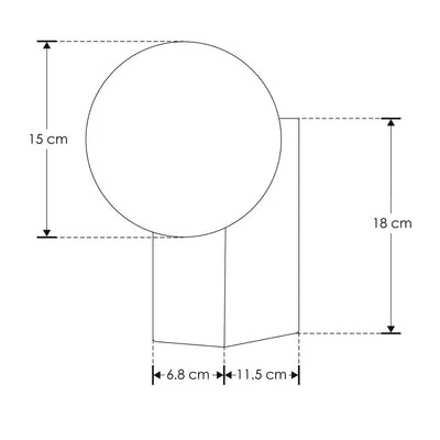 Luminario exterior acabado negro de pared con una esfera difusa de cristal, base cuadrada, con base E14 de iLumileds