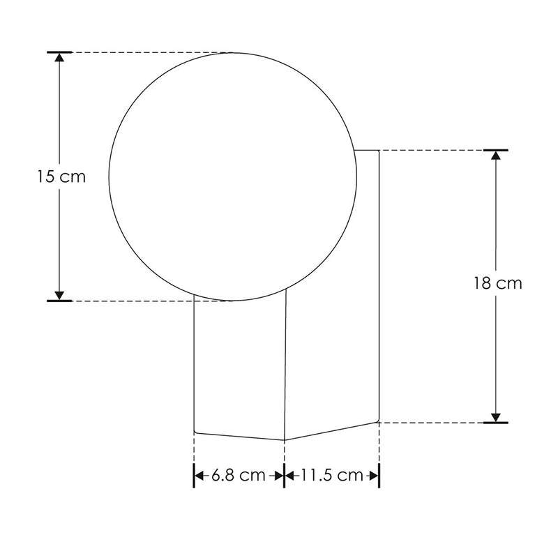 Luminario exterior acabado negro de pared con una esfera difusa de cristal, base cuadrada, con base E14 de iLumileds