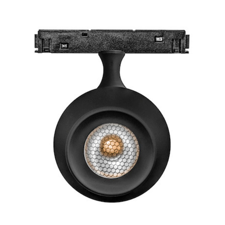 Proyector esferico dirigible 7W 24° 3000K bajo deslumbramiento con louver honey 48Vcc para riel magnético de iLumileds