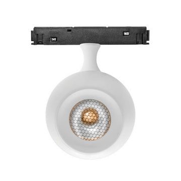 Proyector esferico dirigible 7W 24° 3000K bajo deslumbramiento con louver honey 48Vcc para riel magnético de iLumileds