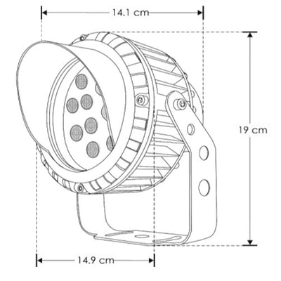 Reflector sobreponer spot con viescera 12W color de luz Neutro Cálido (3000K) óptica de 30°, 85-265Vca, IP65 con iLumileds