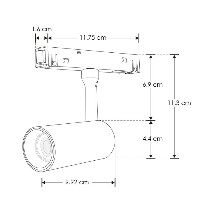 Proyector dirigible acabado blanco 10W 24° 3000K 48Vcc para riel magnético de iLumileds