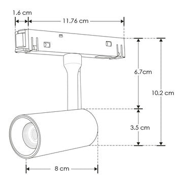 Proyector dirigible acabado blanco 7W 24° 3000K 48Vcc para riel magnético de iLumileds