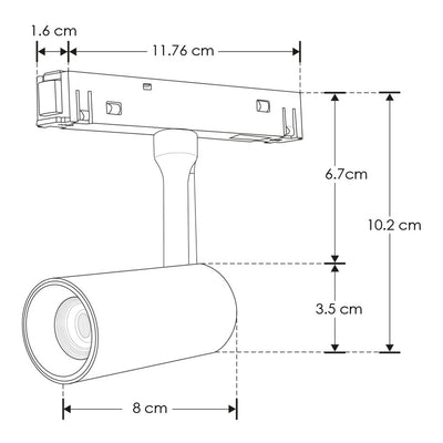 Proyector dirigible acabado blanco 7W 24° 3000K 48Vcc para riel magnético de iLumileds