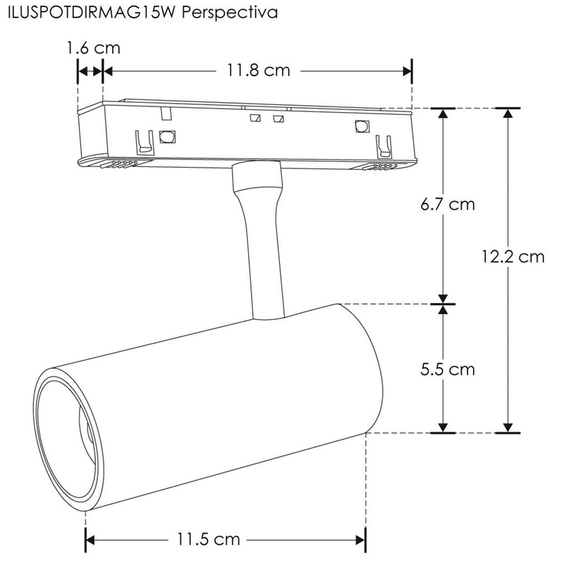 Proyector magnético dirigible 7W, ángulo de apertura ajustable 15 a 50° CRI:90 48Vcc luz neutro cálido de iLumileds