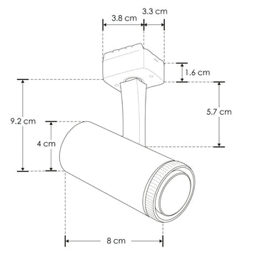 Luminario spot dirigiblecon ángulo ajustable 15-45° 7W luz cálida (3000K) 48V cc para mini riel magnético de iLumileds