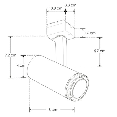 Luminario spot dirigiblecon ángulo ajustable 15-45° 7W luz cálida (3000K) 48V cc para mini riel magnético de iLumileds