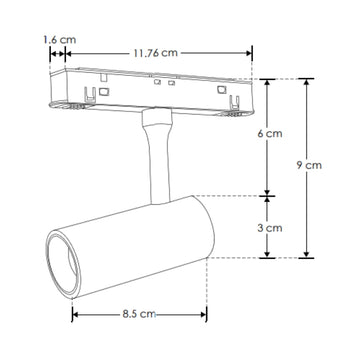 Proyector magnético dirigible 7W 24° CRI:90 48Vcc, acabado dorado, cambio de color de luz vía app o interruptor físico de cálido a frío - 2700K - 4100K - 5500K, de iLumileds