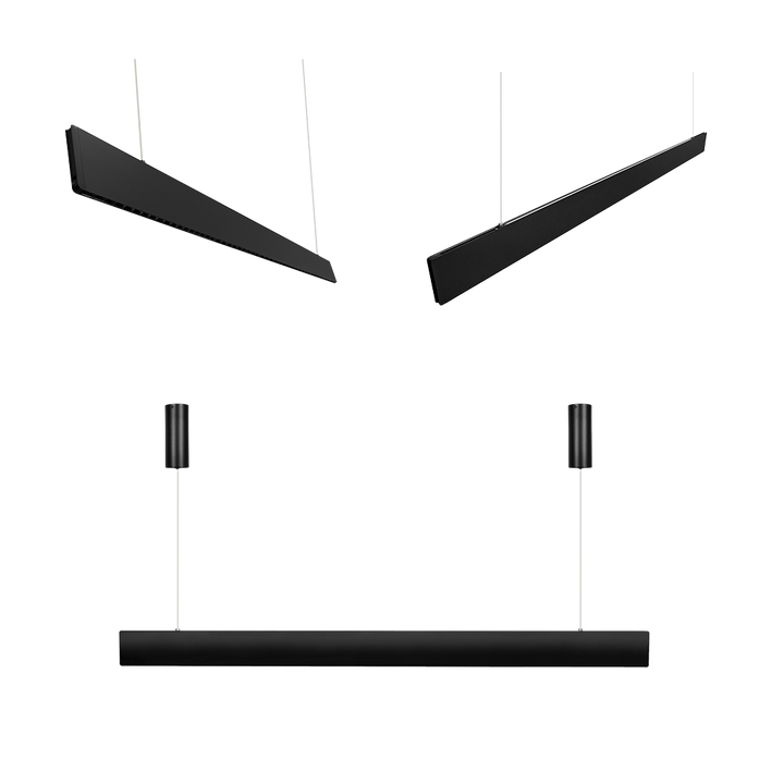 Luminario 40W luz directa 53° (30W) / indirecta 120° (10W) 122cm para suspender, color de luz seleccionable 3000K-4000K-5500K ,fabricado en aluminio acabado negro 85-265V de iLumileds