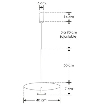 Luminario Degaz para suspender plano luz indirecta Ø40cm acabado negro con difusor blanco 10W luz cálida de iLumileds