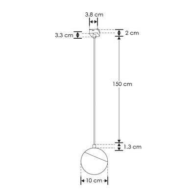 Luminario suspender esferico con acabado negro 5W 130° luz cálida (3000K) 48V cc para mini riel magnético de iLumileds