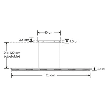 Luminario suspender 25w con 6 cuerpos ópticos 36° 120cm acabado negro opción color de luz de iLumileds