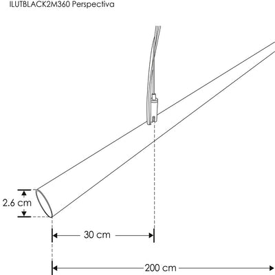 Kit tubo de latón para tira neón 360° con protección de laca 1.5 de largo , incluye kit de suspensión de 2m y 2m de cable transparente calibre 18 de iLumileds