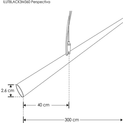 Kit tubo de latón para tira neón 360° con protección de laca 1.5 de largo , incluye kit de suspensión de 2m y 2m de cable transparente calibre 18 de iLumileds