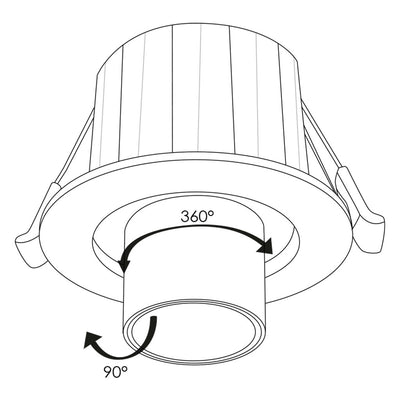 Luminario telescopico dirigible 6W 38° con cambio de color ajustable (Cálido / Neutro / Frío) para empotrar de iLumileds