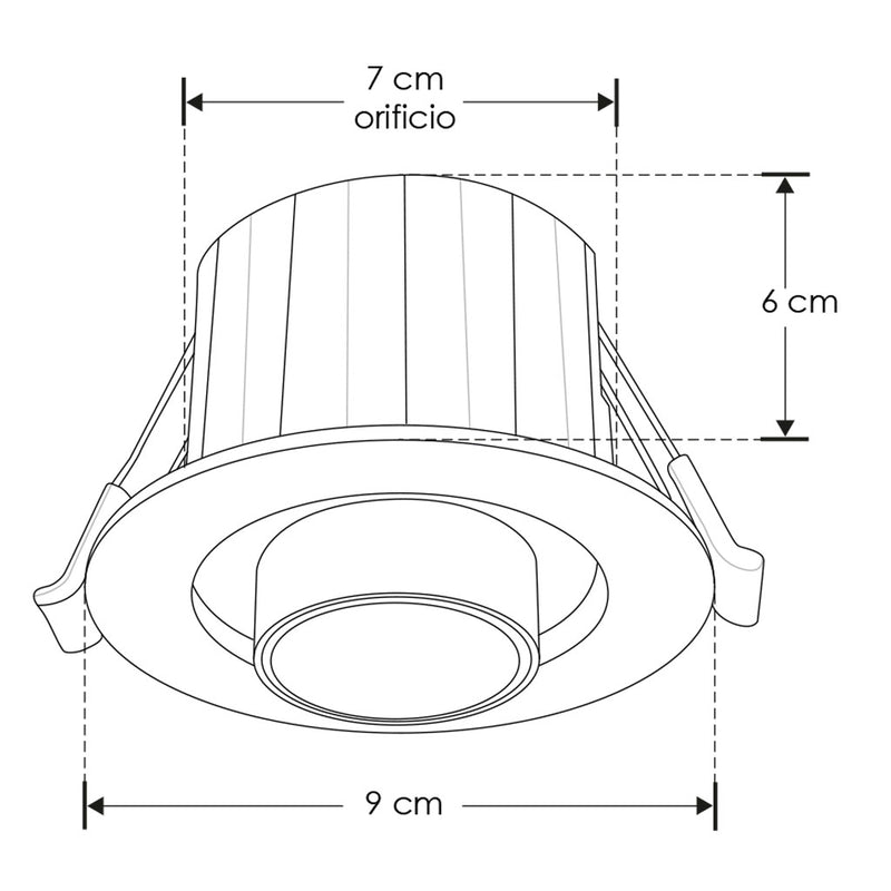 Luminario telescopico dirigible 6W 38° con cambio de color ajustable (Cálido / Neutro / Frío) para empotrar de iLumileds