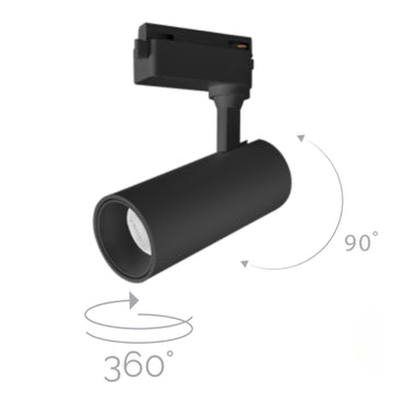 Proyector para riel electrificado 12W 35° acabado negro, color de luz seleccionable con switch (cálido - 3000K, neutro - 4000K, frío 6000K) 85-265V de iLumileds