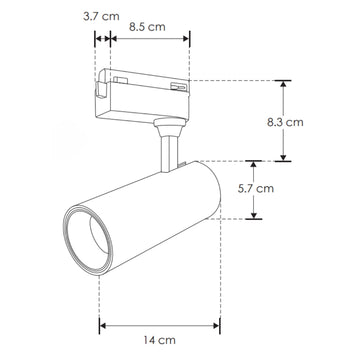 Proyector para riel electrificado 12W 35° acabado negro, color de luz seleccionable con switch (cálido - 3000K, neutro - 4000K, frío 6000K) 85-265V de iLumileds