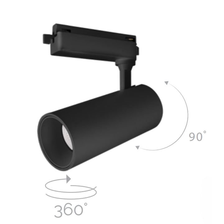 Proyector para riel electrificado 30W 35° acabado negro, color de luz seleccionable con switch (cálido - 3000K, neutro - 4000K, frío 6000K) 85-265V de iLumileds